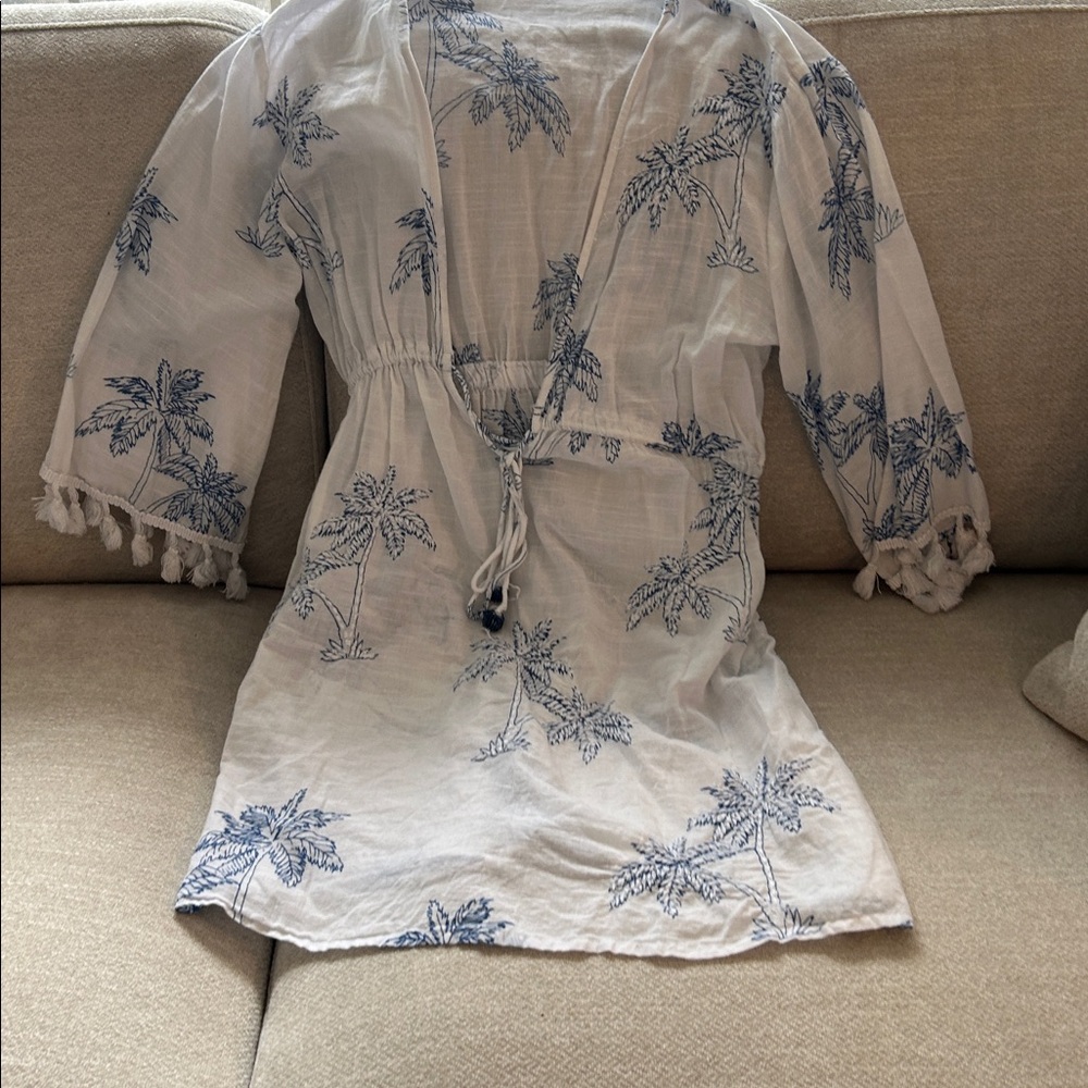 Tommy Bahama Blue Island Palm Tree Cover-Up – Size Large – Tropical Resort Style